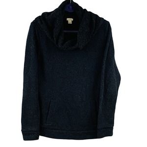 Womens M J.Crew Funnel Neck Sweatshirt‎ Heather Charcoal Front Pocket #E0820